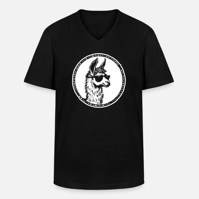Lama - Männer-T-Shirt mit V-Ausschnitt - Schwarz