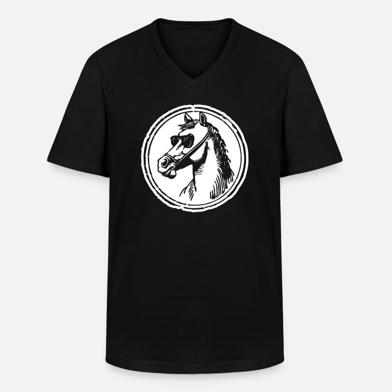 Pferd Pferde Pferdekopf - Männer-T-Shirt mit V-Ausschnitt - Schwarz