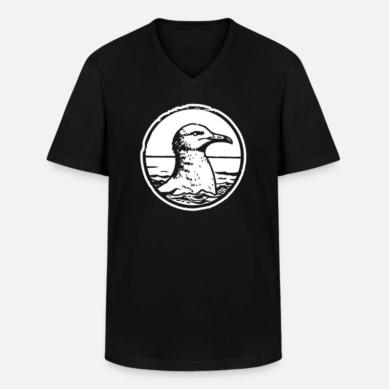 Möwe - Männer-T-Shirt mit V-Ausschnitt - Schwarz