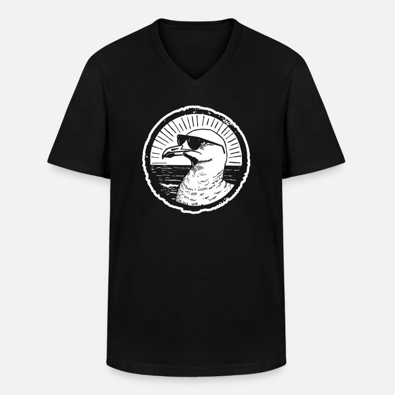 Möwe - Männer-T-Shirt mit V-Ausschnitt - Schwarz