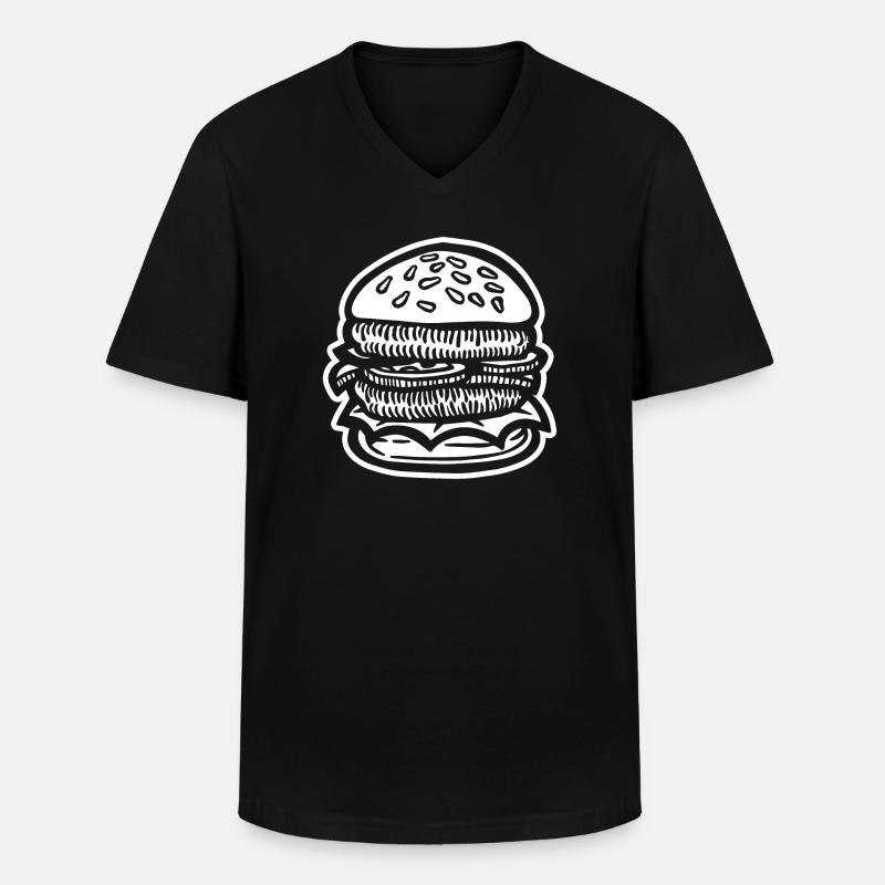 Hamburger Burger - Männer-T-Shirt mit V-Ausschnitt - Schwarz
