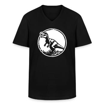 Dinosaurier Dino - Männer-T-Shirt mit V-Ausschnitt - Schwarz - Vorne - AI Model Male 178 dark (178cm)
