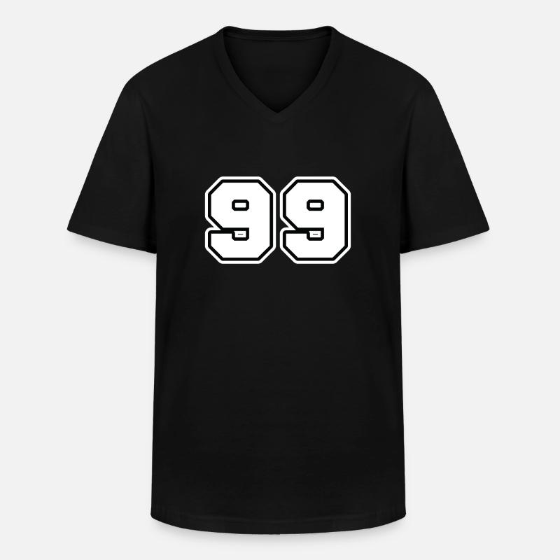 NUMMER 99 - Männer-T-Shirt mit V-Ausschnitt - Schwarz