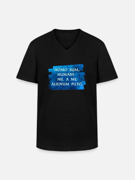 Jeg er menneske, og intet er fremmed for mig - Klassisk herre T-shirt med V-udskæring - sort