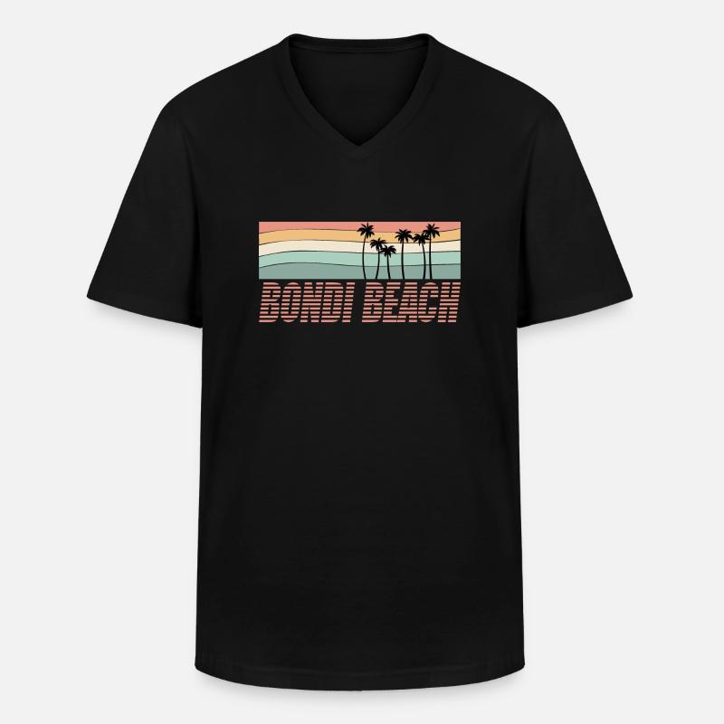 BONDI BEACH - Männer-T-Shirt mit V-Ausschnitt - Schwarz
