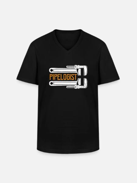 Pipelogist Pipefitter Wrench Plumber - Men's V-Neck T-Shirt - black
