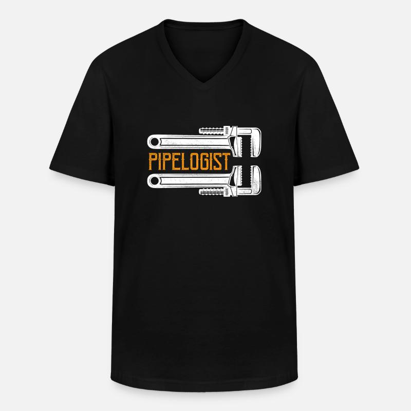 Pipelogist Pipefitter Wrench Plumber - Männer-T-Shirt mit V-Ausschnitt - Schwarz