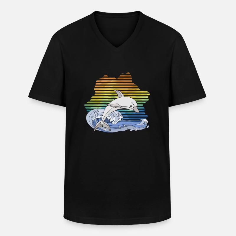 Delfin - Männer-T-Shirt mit V-Ausschnitt - Schwarz
