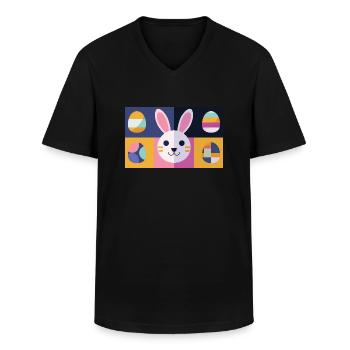 Lapin de Pâques n°12 - T-shirt col V Homme - noir - Devant - AI Model Male 178 dark (178cm)