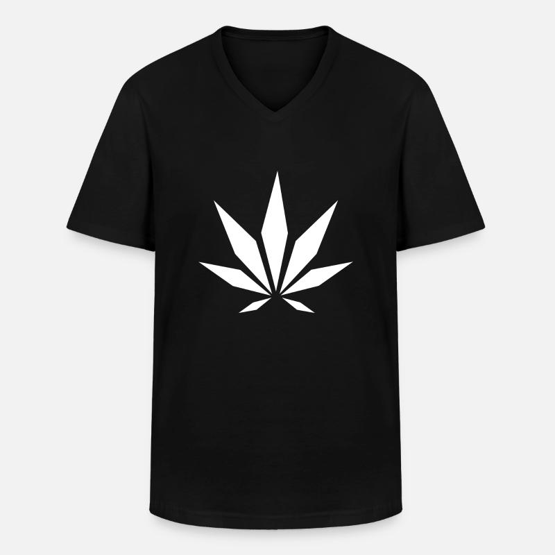 White Cannabis - Männer-T-Shirt mit V-Ausschnitt - Schwarz