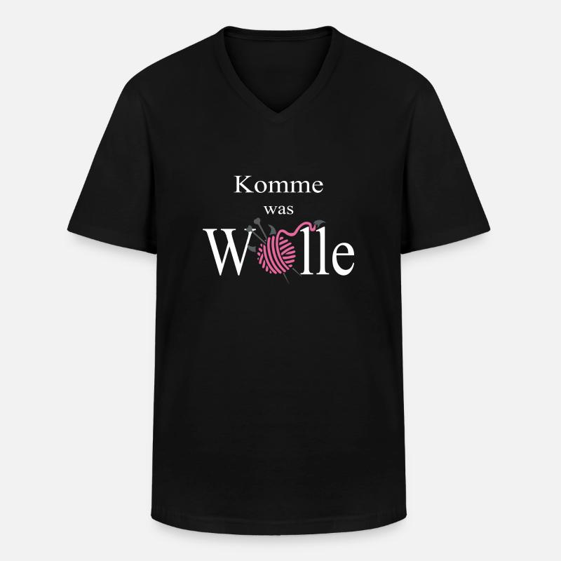 Wolle - Männer-T-Shirt mit V-Ausschnitt - Schwarz