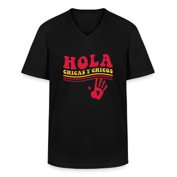 Hola chicas y chicos - T-shirt col V Homme - noir - Devant - AI Model Male 178 dark (178cm)