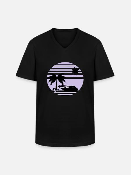 sunset_beach2 - T-shirt col V Homme - noir