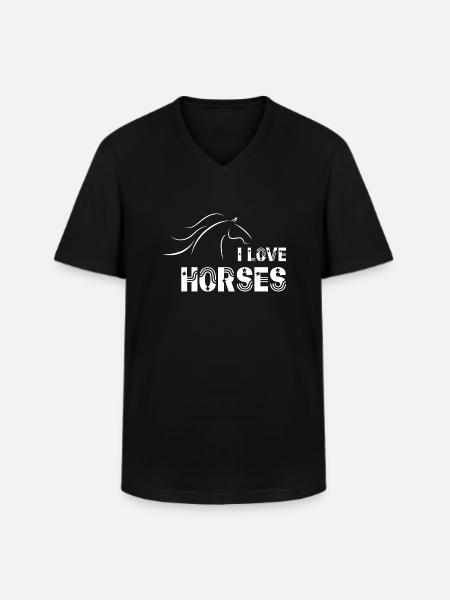 I love horses - Men's V-Neck T-Shirt - black