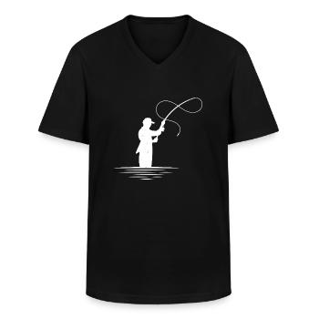 Angeln Fliegenfischen - Männer-T-Shirt mit V-Ausschnitt - Schwarz - Vorne - AI Model Male 178 dark (178cm)