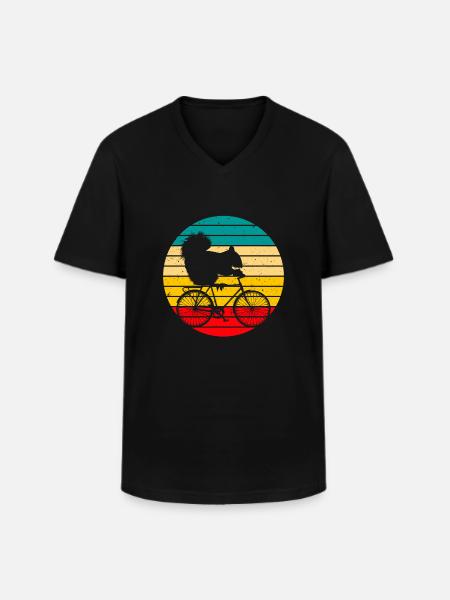 Funny Cycling Squirrel Retro Cycling - Men's V-Neck T-Shirt - black