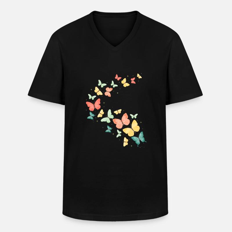 Bunter Schmetterling Schmetterlinge - Männer-T-Shirt mit V-Ausschnitt - Schwarz