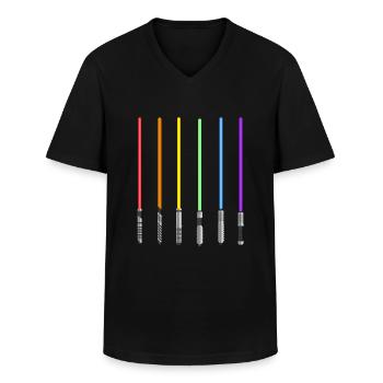 LGBT Stolz Schwerter Lesbisch Schwul - Männer-T-Shirt mit V-Ausschnitt - Schwarz - Vorne - AI Model Male 178 dark (178cm)