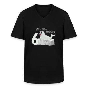 Lachende Robbe auf Fels - 6. Geburtstag - Männer-T-Shirt mit V-Ausschnitt - Schwarz - Vorne - AI Model Male 178 dark (178cm)