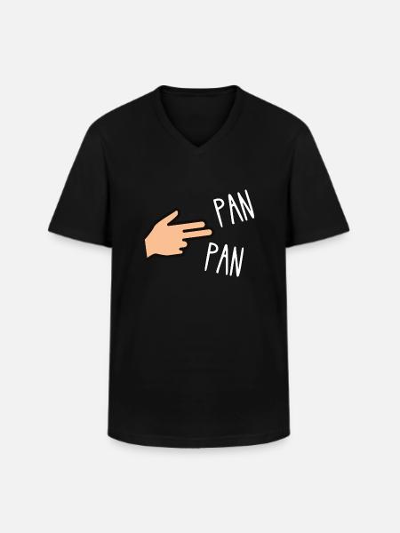 pan pan - T-shirt col V Homme - noir