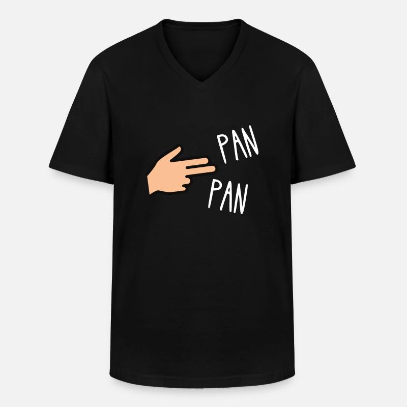 pan pan - T-shirt col V Homme - noir