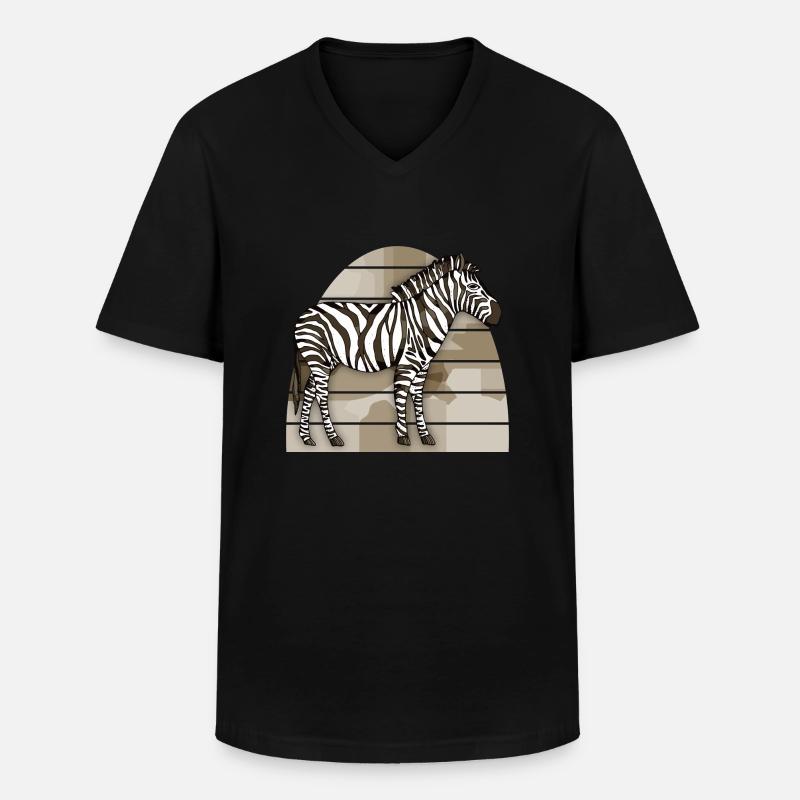 Zebra - Männer-T-Shirt mit V-Ausschnitt - Schwarz
