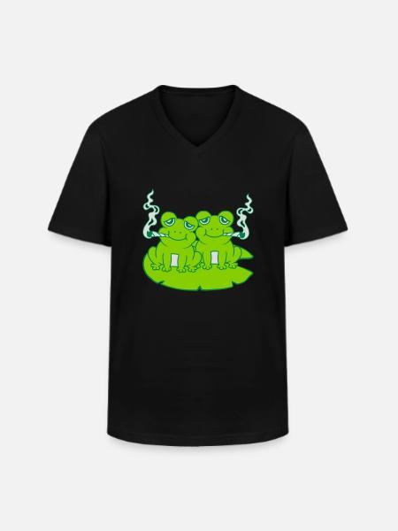 2 Stoner Friends Frogs - Men's V-Neck T-Shirt - black