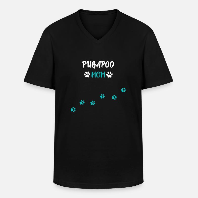 Pugapoo Mom - Pudel Mops Mix - Männer-T-Shirt mit V-Ausschnitt - Schwarz