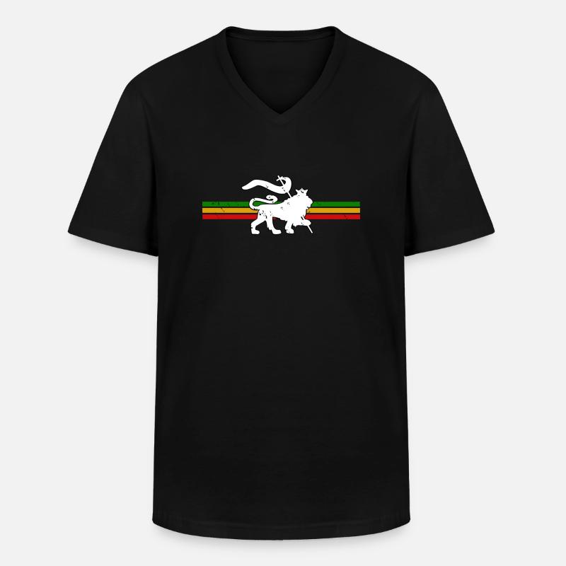 Reggae Lion - Männer-T-Shirt mit V-Ausschnitt - Schwarz