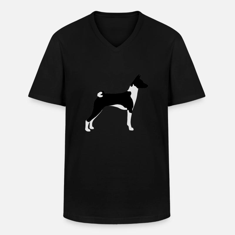 Basenji - Männer-T-Shirt mit V-Ausschnitt - Schwarz