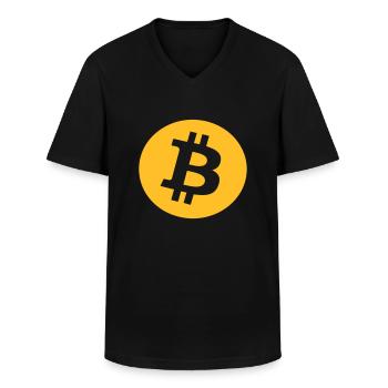 bitcoin - Men's V-Neck T-Shirt - black - Front - AI Model Male 178 dark (178cm)