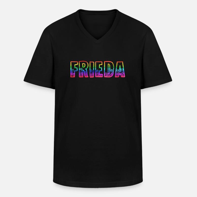 frieda rs regenbogen - Männer-T-Shirt mit V-Ausschnitt - Schwarz
