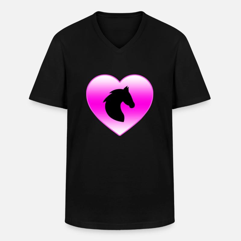 Pferd - Männer-T-Shirt mit V-Ausschnitt - Schwarz