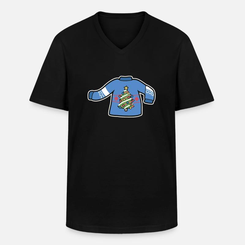 Weihnachtspullover - Männer-T-Shirt mit V-Ausschnitt - Schwarz