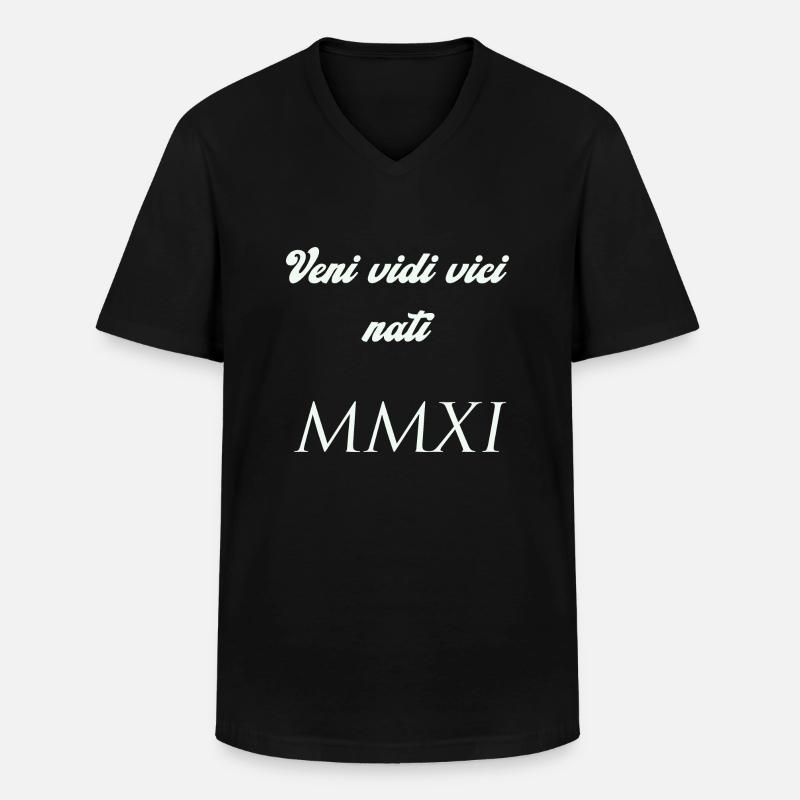 2011 - Männer-T-Shirt mit V-Ausschnitt - Schwarz