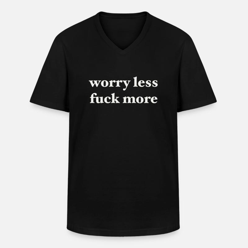 worry less - Männer-T-Shirt mit V-Ausschnitt - Schwarz