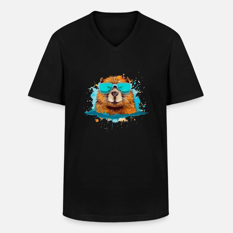 Rody der Biber - Männer-T-Shirt mit V-Ausschnitt - Schwarz