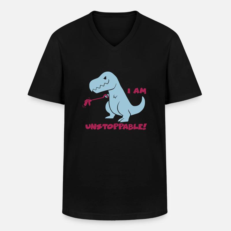 T-REX - I AM UNSTOPPABLE! (Blue) - Männer-T-Shirt mit V-Ausschnitt - Schwarz