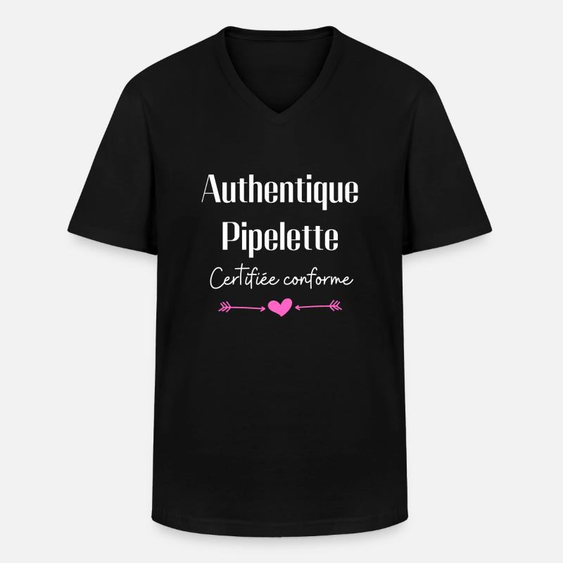 Authentique pipelette certifiée conforme - T-shirt col V Homme - noir