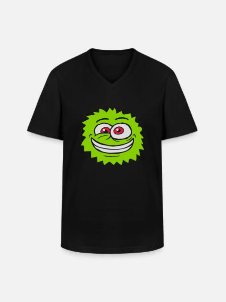 Hairy monster crazy face - Men's V-Neck T-Shirt - black