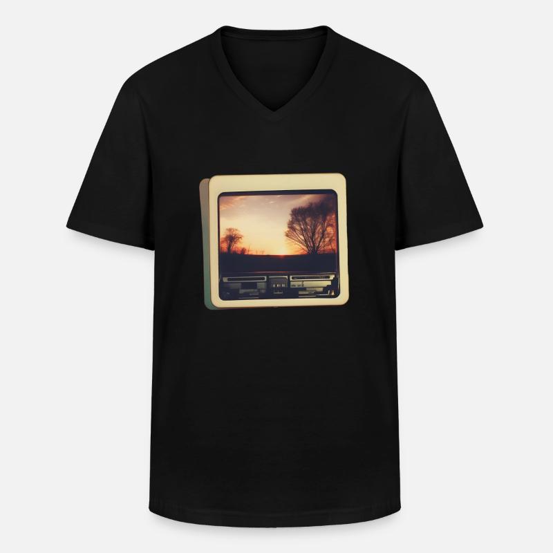 Nostalgischer Horizont - Männer-T-Shirt mit V-Ausschnitt - Schwarz