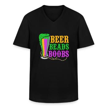 Beer Beads Boobs Carnival Mardi Gras - Männer-T-Shirt mit V-Ausschnitt - Schwarz - Vorne - AI Model Male 178 dark (178cm)