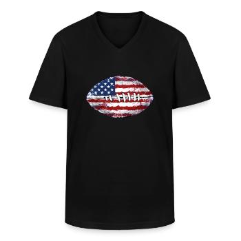 American Football United States Flag - Men's V-Neck T-Shirt - black - Front - AI Model Male 178 dark (178cm)