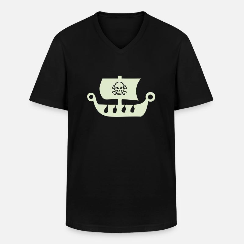 piratenschiff - Männer-T-Shirt mit V-Ausschnitt - Schwarz