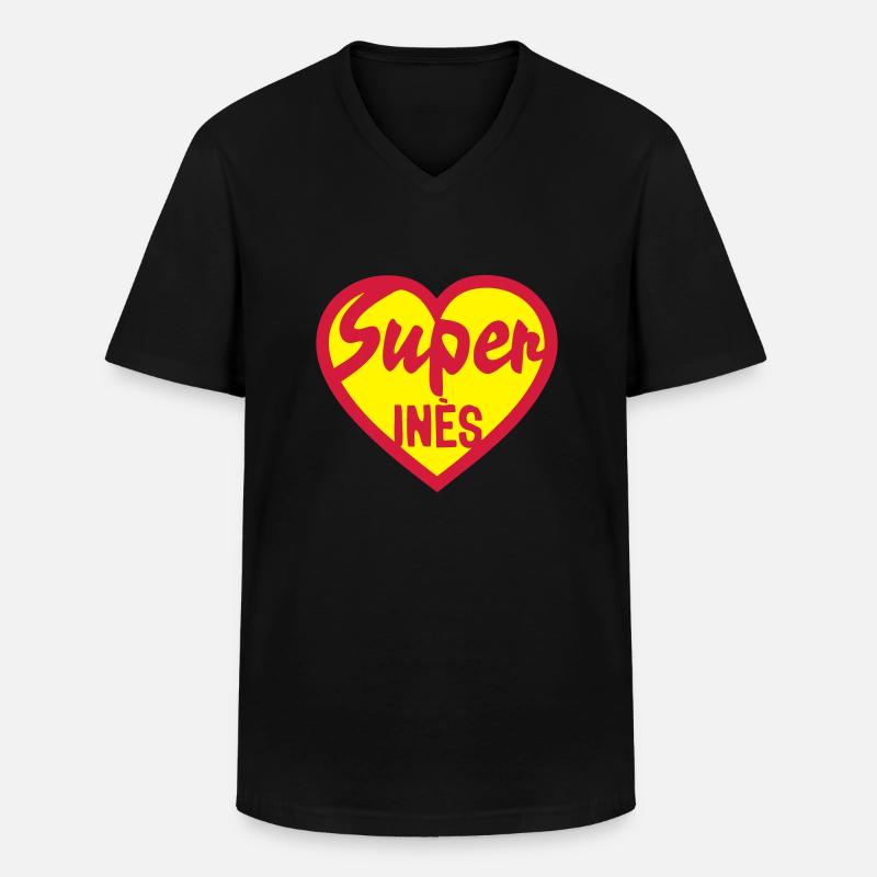 Herz Herz Super ines - Männer-T-Shirt mit V-Ausschnitt - Schwarz