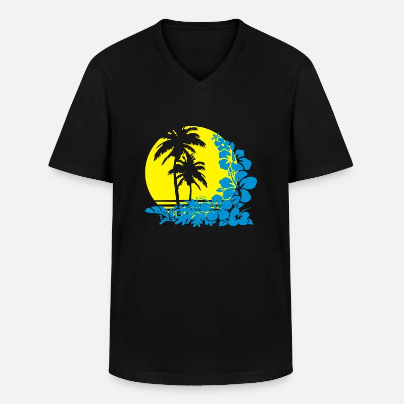 palm sunset - Männer-T-Shirt mit V-Ausschnitt - Schwarz