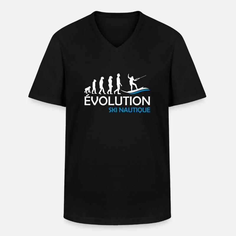 évolution ski nautique - T-shirt col V Homme - noir