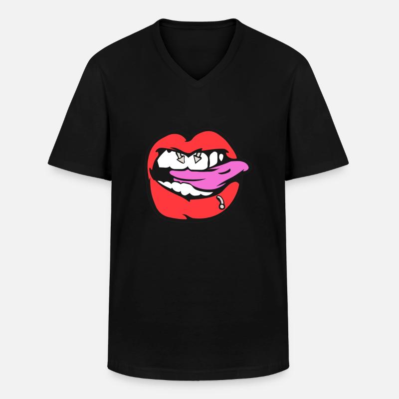 nipple piercing - Men's V-Neck T-Shirt - black