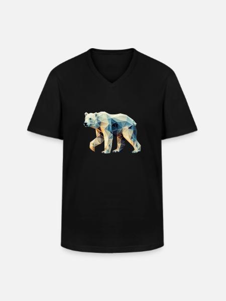 Geometric Polar Bear - Geometry Motif - Men's V-Neck T-Shirt - black