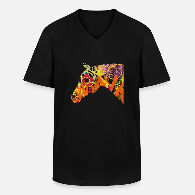 Pferdekopf bunt - Männer-T-Shirt mit V-Ausschnitt - Schwarz
